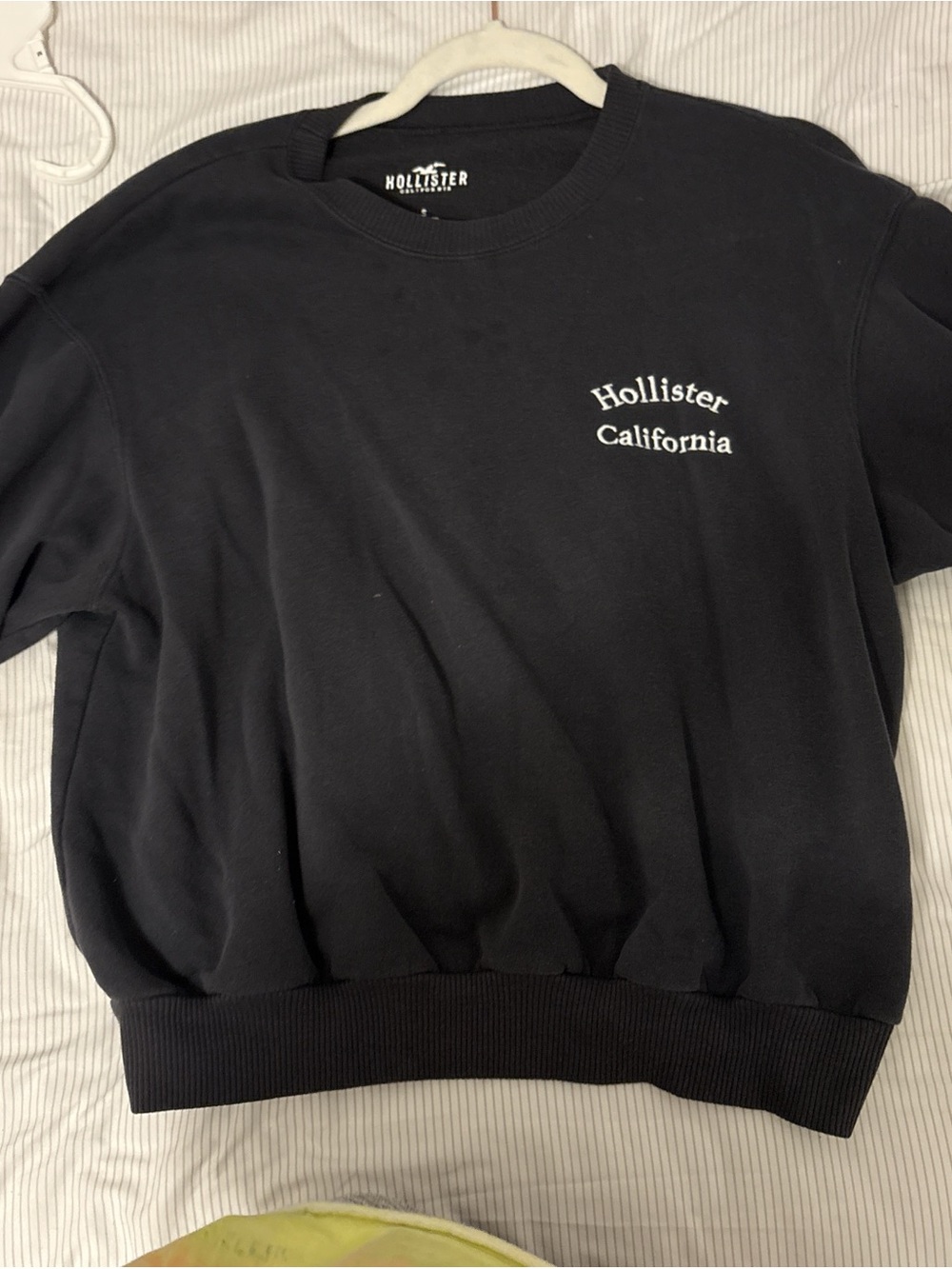 Hollister Black Tee with White 'Hollister California' Embroidery